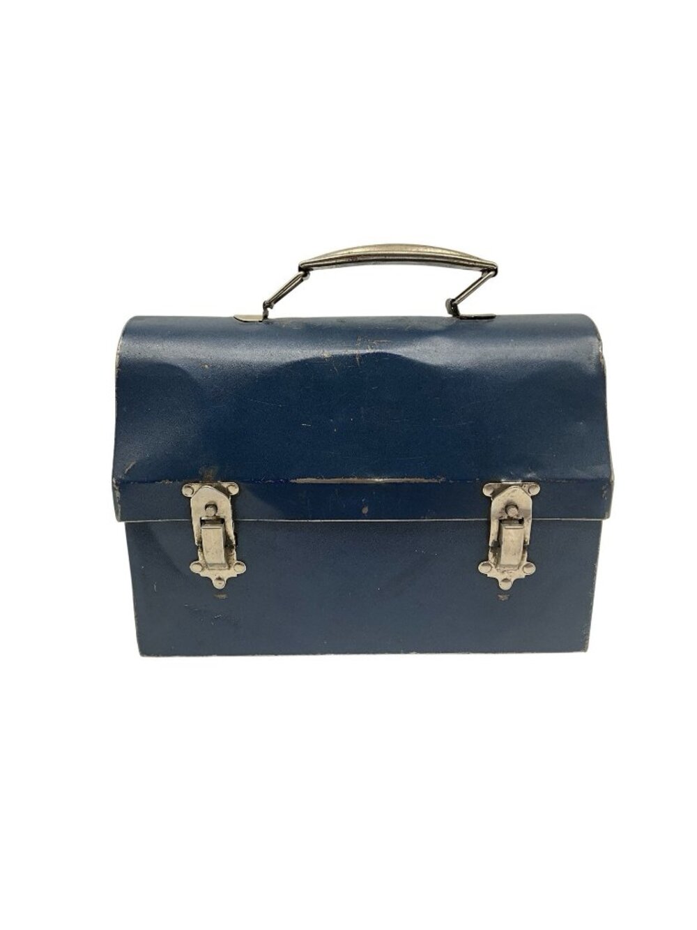 Vintage 1940's Era Dome Top Metal Lunch Box by American Thermos Bottle Co Blue.